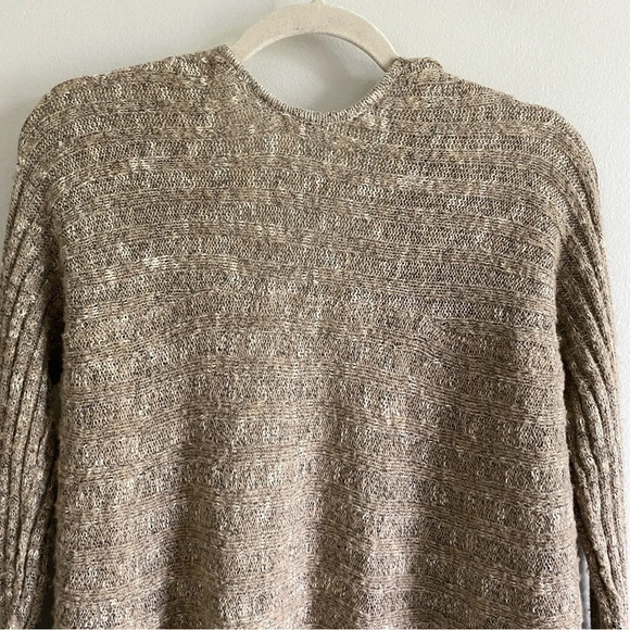 FREE  People Speckled Oversized Open Cardigan Sweater Taupe Size L - Picture 7 of 12